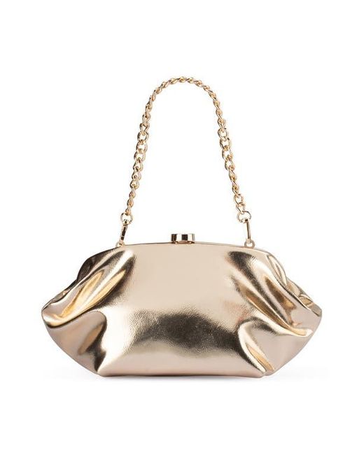 Olga Berg Natural Tally Metallic Faux Leather Frame Clutch