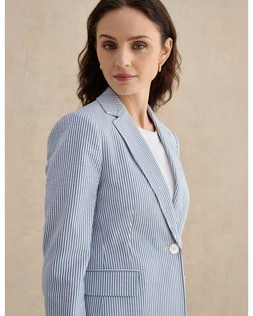 Hobbs White Blake Structured Single-Button Blazer
