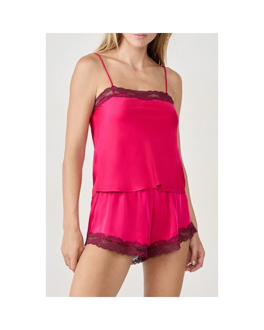 Etam Pink Attitude Lace Trim Satin Camisole