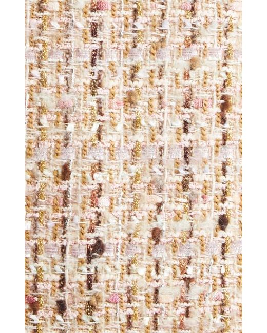 St. John Natural Betty Fringe Trim Metallic Tweed Sheath Dress