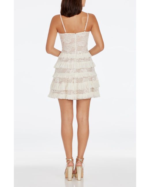 Dress the Population White Brynlee Sequin Lace Fit & Flare Minidress