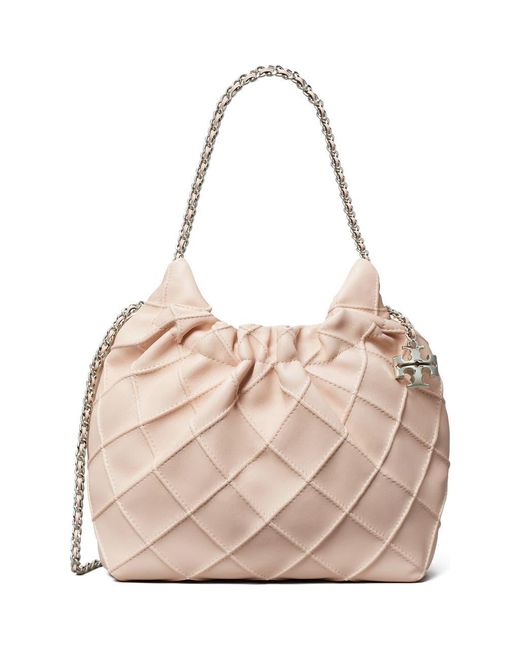 Tory Burch Mini Fleming Quilted Leather Hobo Bag in Pink | Lyst display picture 2
