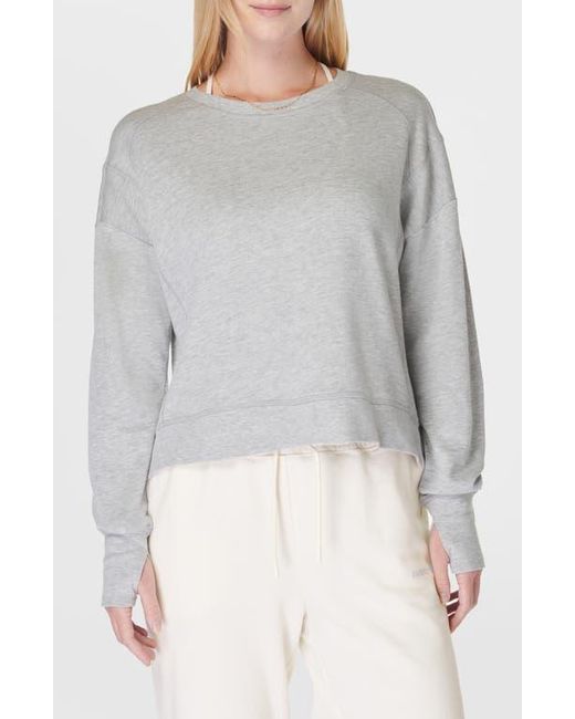 Sweaty Betty Gray After Class Organic Cotton Blend Longline Sweatshirt
