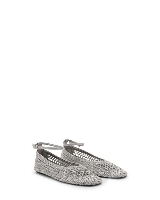 Mango White Crochet Ankle Strap Ballet Flat