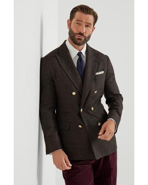 Brunello Cucinelli Black Prince Of Wales Deconstructed Blazer for men