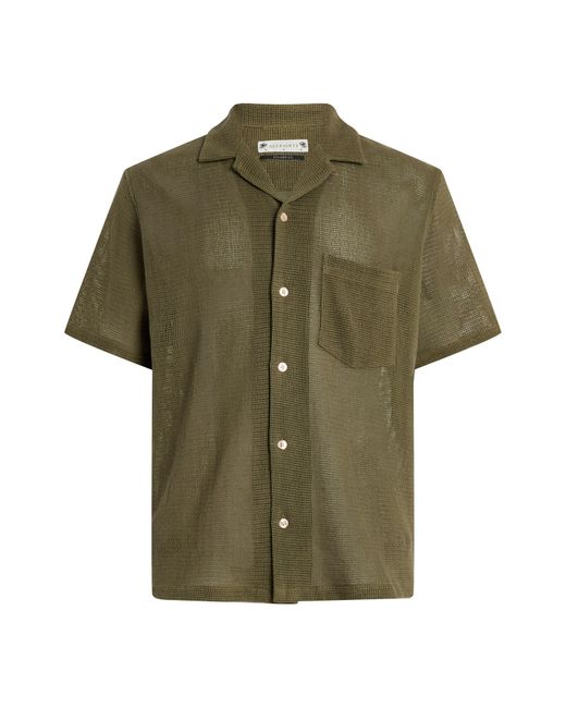 AllSaints Green Sortie Mesh Button-up Shirt for men