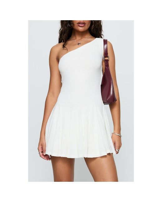 Princess Polly White Writing Vows One-Shoulder Minidress