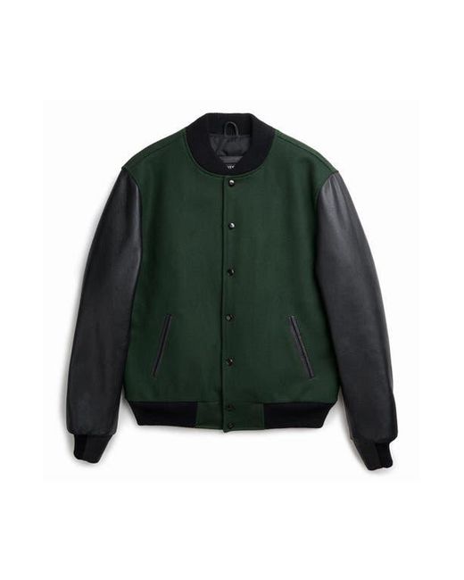 Last Wolf Green Pine Varsity Jacket for men