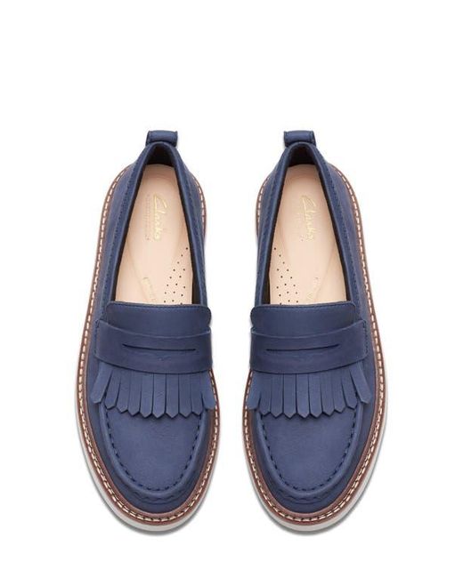 Clarks Blue Orianna Platform Penny Loafer