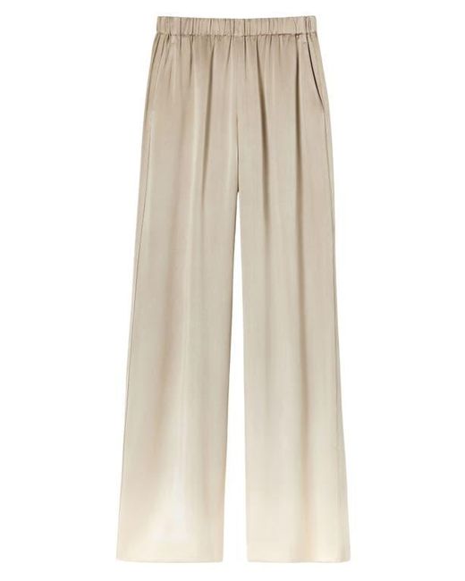 Lafayette 148 New York Natural Riverside Piped Ombré Elastic Waist Silk Wide Leg Pants