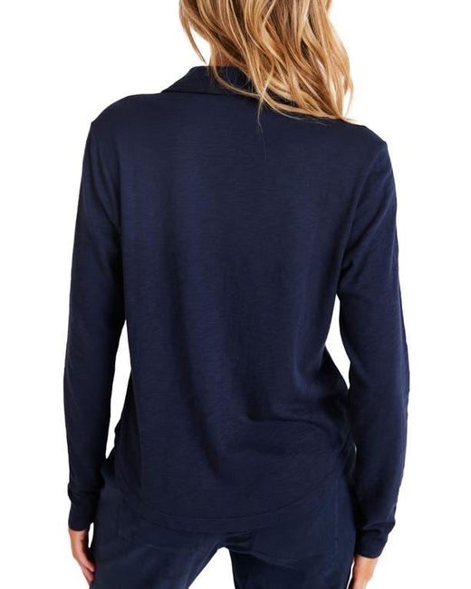 Bella Dahl Blue Cotton Knit Button-Up Shirt