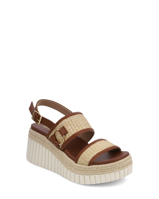 MIA Brown Raffia Platform Slingback Sandal