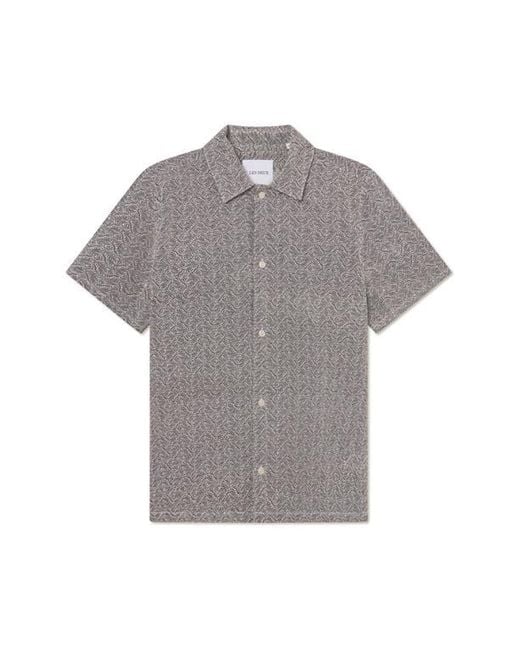 Les Deux Gray Hector Paisley Short Sleeve Cotton Button-Up Shirt for men
