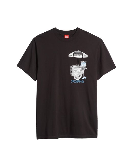 ICECREAM Black Cart Oversize Cotton Graphic T-shirt for men