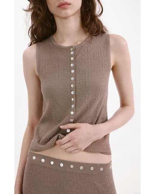 Mango Brown Contrast Button-Up Tank