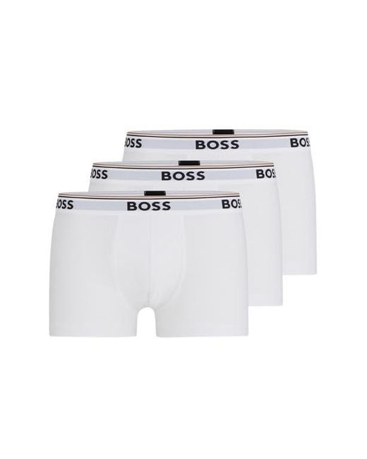 Boss White 3-Pack Power Stretch Cotton Boxer Briefs for men