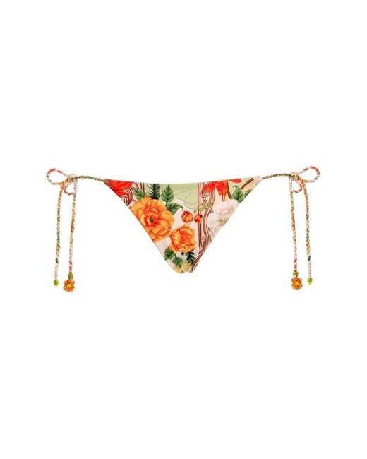 Agua Bendita Orange Alegria Ete Side Tie Bikini Bottoms