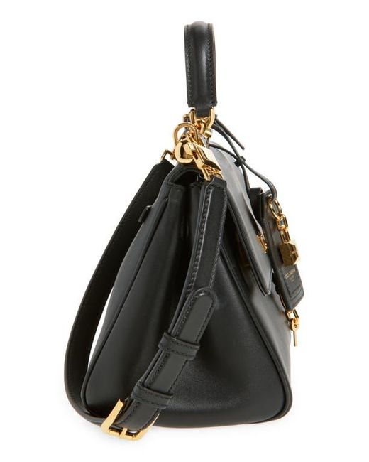 Dolce & Gabbana Black My Sicily Plongé Leather Top Handle Bag