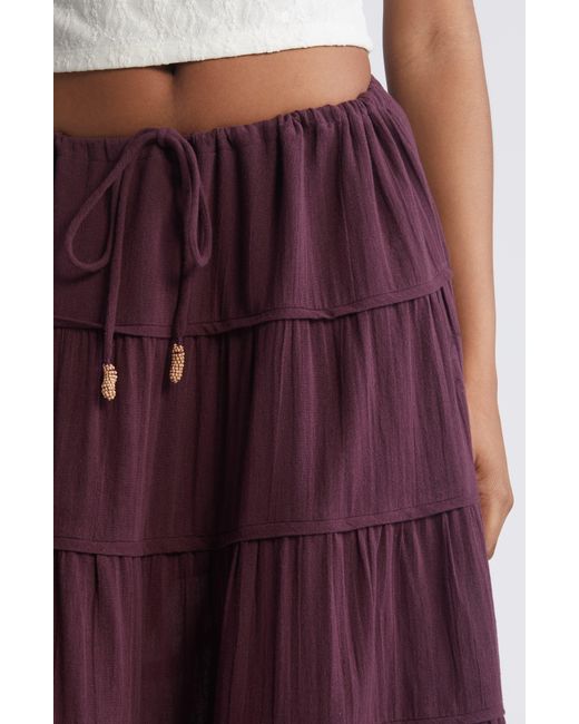 Free People Purple Free-est Simply Smitten Tiered Cotton Maxi Skirt