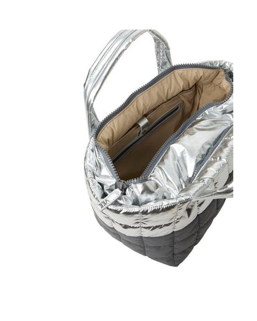 VEE COLLECTIVE Gray Medium Porter Quilted Recycled Nylon Tote