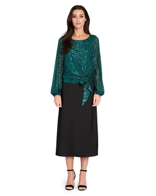Tahari Green Sequin Top