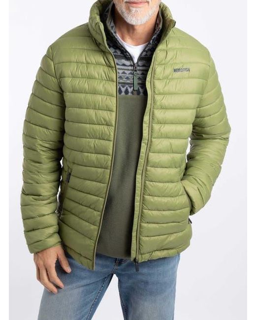 Weird Fish Green Crantock Showerproof Padded Jacket for men