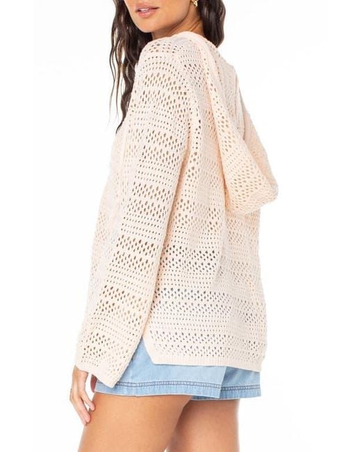 Roxy White Hippie Love Open Stitch Hoodie