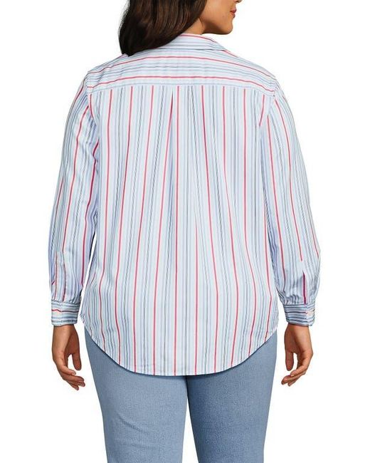 Lands' End Blue Cooling Button Front Shirt