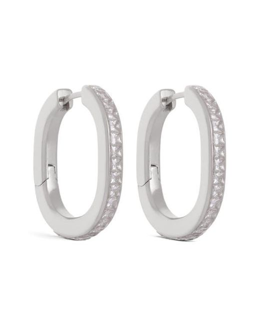 Reiss White Mia Modern Cubic Zirconia Hoop Earrings