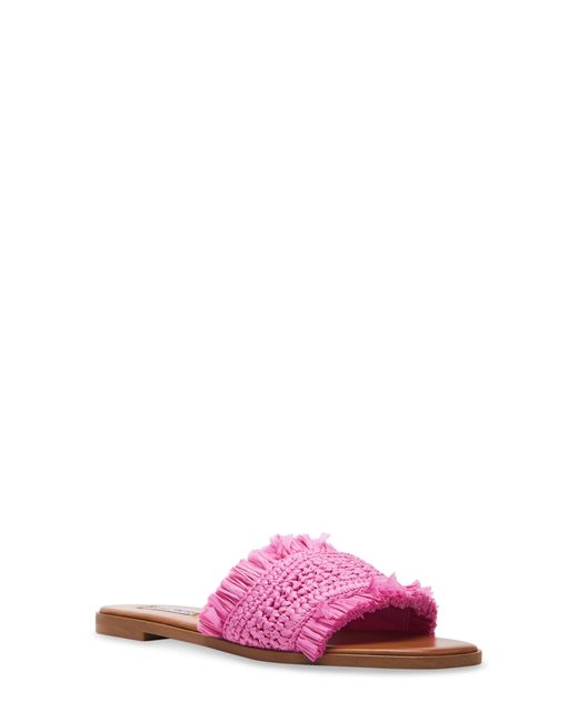 Steve Madden Lakeshore Woven Raffia Slide Sandal in Pink