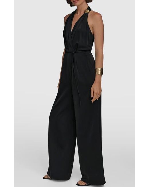 Donna Karan Black Pleated Sleeveless Jumpsuit