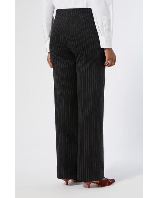 Marina Rinaldi Black Michela Pinstripe Stretch Jersey Pants
