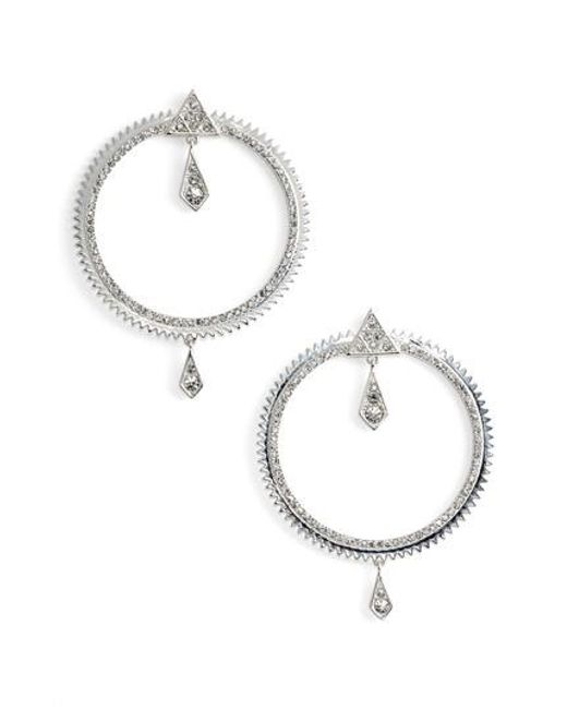 Luv Aj Pave Frontal Hoop Earrings In Metallic Lyst Luv Aj Metallic Pave Frontal Hoop Earrings Lyst