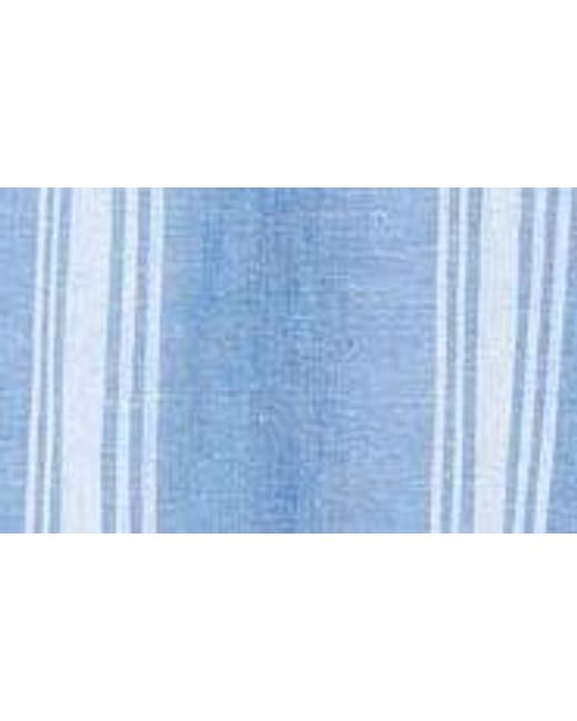 Caslon Blue Caslon(r) Stripe Linen Blend Sundress