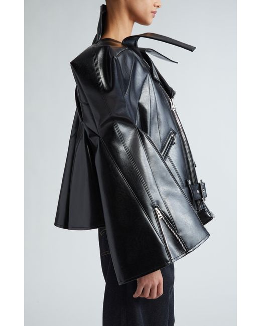 Junya Watanabe Black Belted Faux Leather Jacket