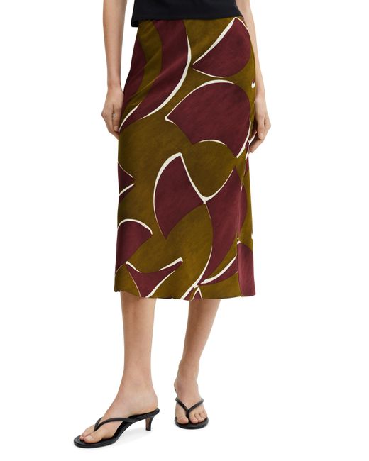 Mango Multicolor Print Midi Skirt