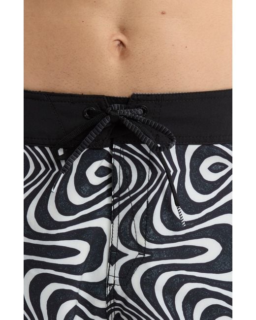 Volcom Black Lido Print Scallop Mod Board Shorts for men