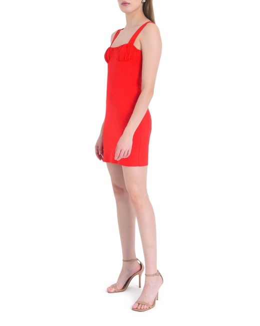 Wayf Red Patricia Ruched Cup Sheath Minidress