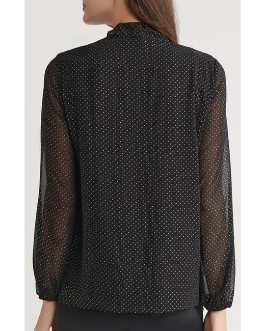 Kasper Black Ruffle Tie Front Top