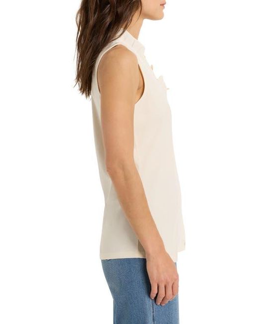NIC+ZOE Blue Ruffle Around Mixed Media Tank
