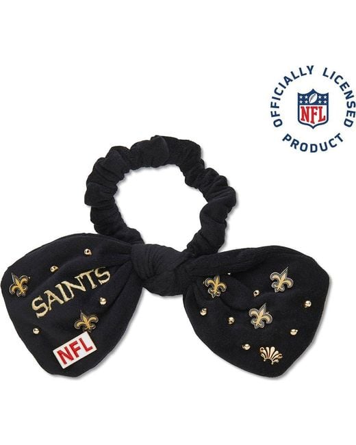 Lele Sadoughi Black New Orleans Saints Bow Scrunchie