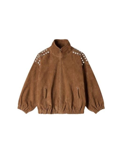 Sandro Natural Studded Suede Jacket