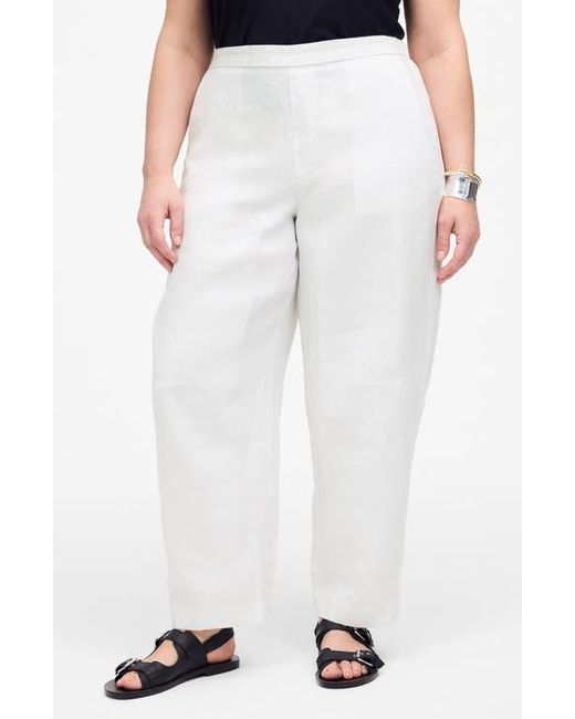 Madewell White Barrel Leg Linen Pants