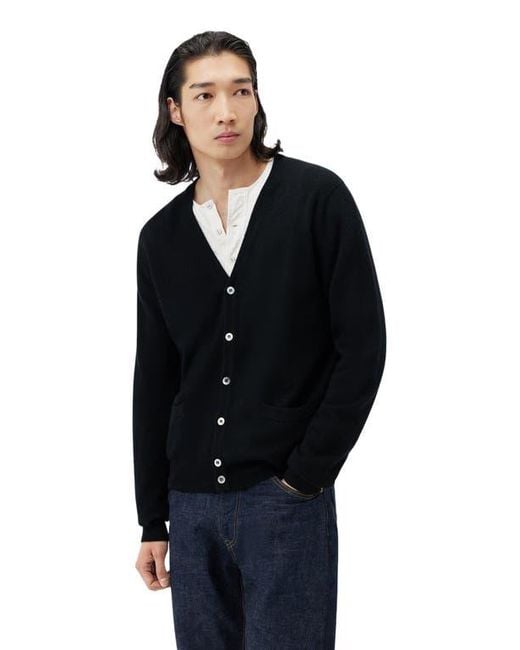 GOBI Mongolian Cashmere Blue Essential Cashmere V-Neck Cardigan for men