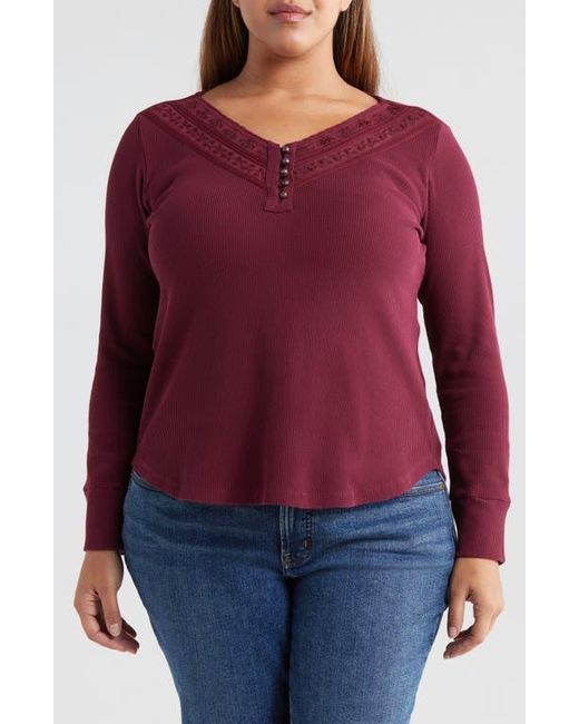 Lucky Brand Embroidered Mesh Henley Lyst