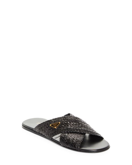 Prada Gray Woven Slide Sandal