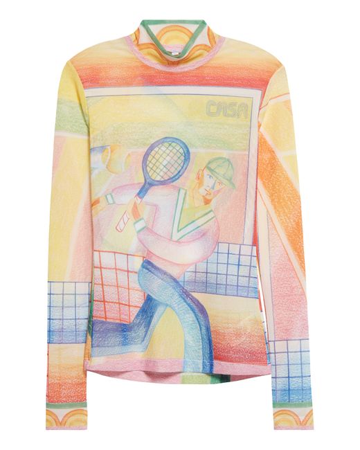 Casablancabrand Multicolor Tennis Player Print Mesh T-shirt At Nordstrom