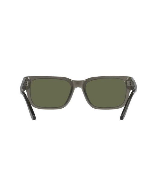 Persol Green 58Mm Polarized Rectangular Sunglasses for men