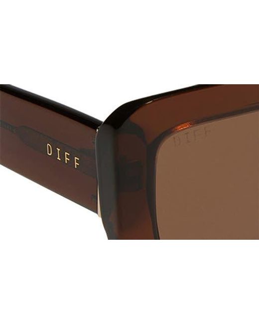 DIFF Brown Indy 51Mm Polarized Rectangular Sunglasses