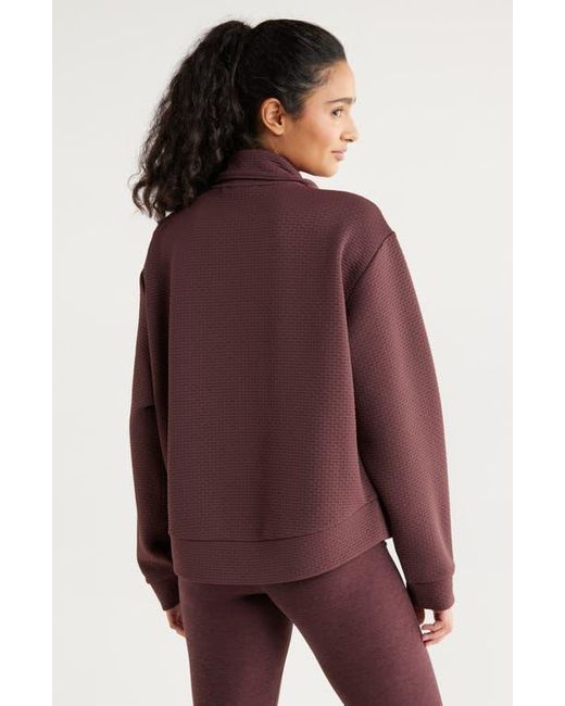 Zella Brown Textured Half Zip Pullover